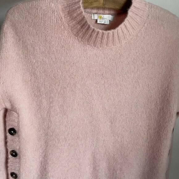 BODEN Fluffy Side Button Jumper Crew Neck Sweater Size 6 Pink Peach - Picture 4 of 16